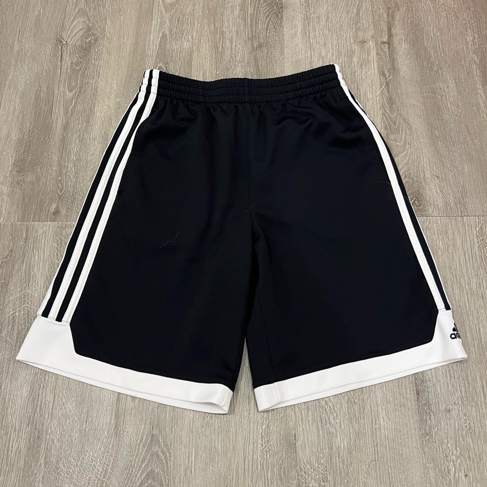 Adidas Black Shorts with White Stripes